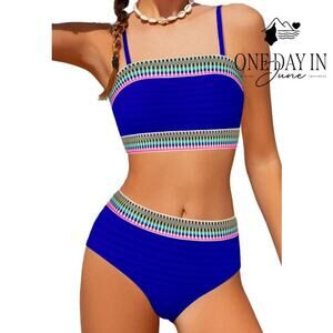 Blooming Jelly Crop Bikini Swimsuit Size M